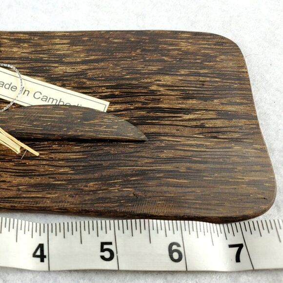Palm Wood Cheese And Butter Board With Spreader 7" Fair Trade Made In Cambodia - Picture 3 of 5
